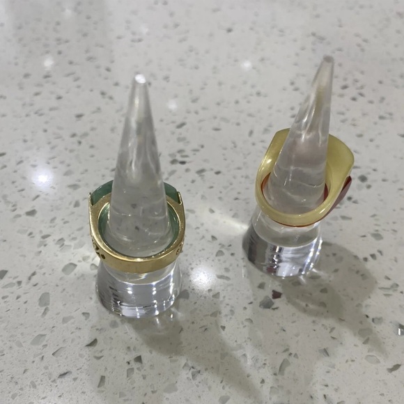 14k Solid Gold Jacket Ring + 3 Natural Jade Rings - Picture 6 of 9